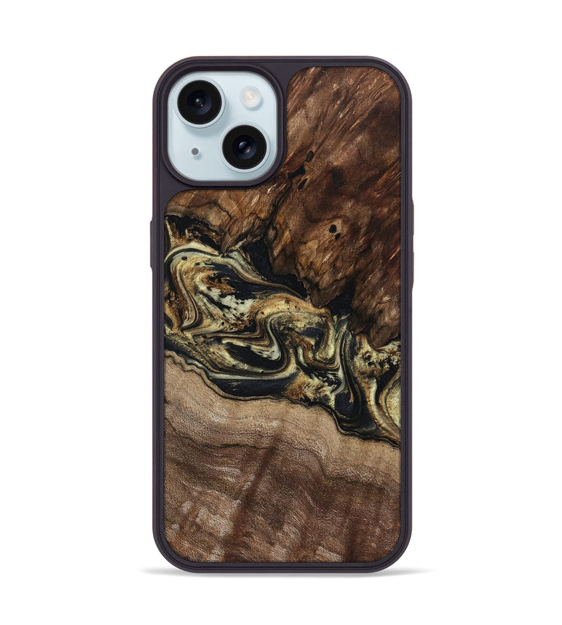 iPhone 15 Wood Phone Case - Skylar (Black & White, 800085)