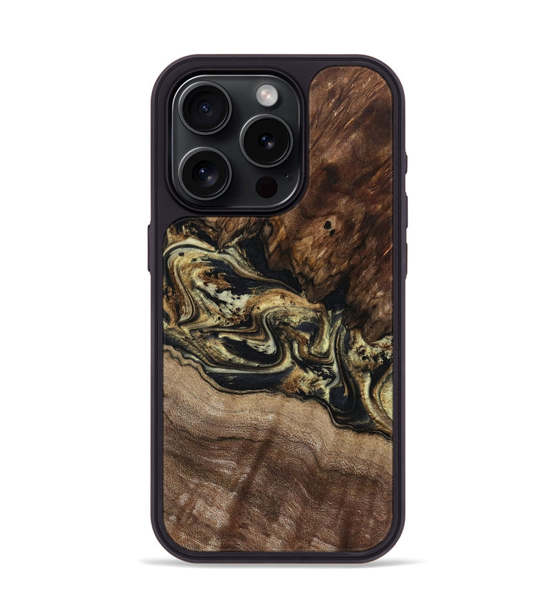 iPhone 15 Pro Wood Phone Case - Skylar (Black & White, 800085)
