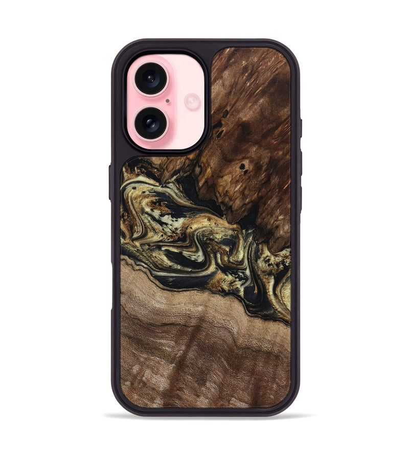 iPhone 16 Wood Phone Case - Skylar (Black & White, 800085)