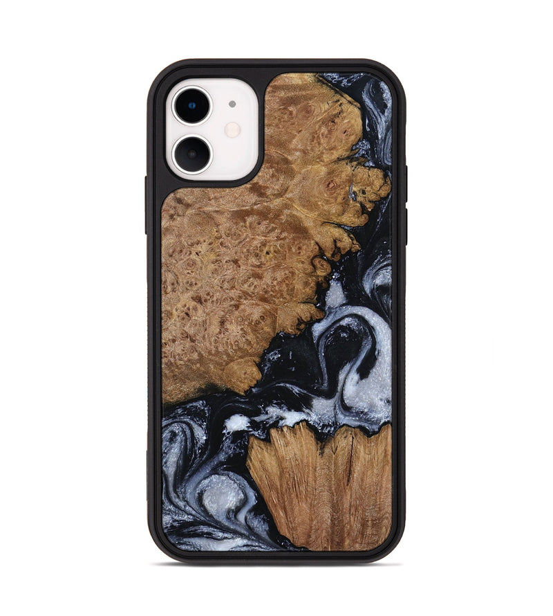 iPhone 11 Wood Phone Case - Tonja (Black & White, 800086)