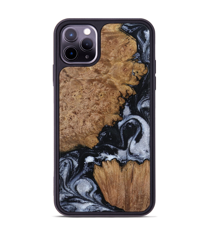 iPhone 11 Pro Max Wood Phone Case - Tonja (Black & White, 800086)