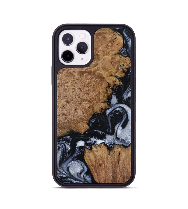 iPhone 11 Pro Wood Phone Case - Tonja (Black & White, 800086)