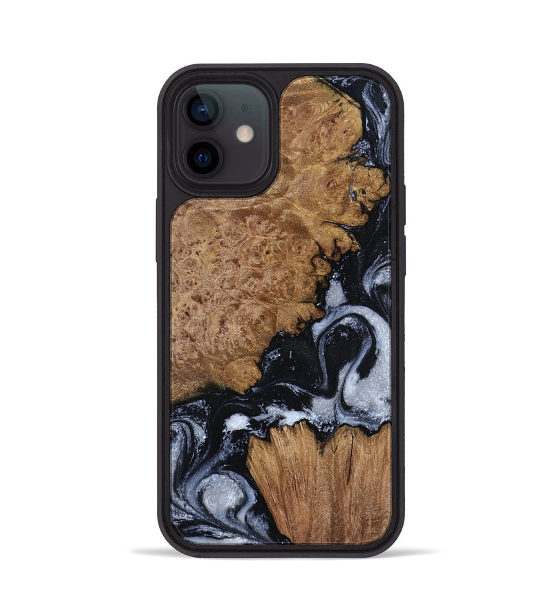 iPhone 12 Wood Phone Case - Tonja (Black & White, 800086)