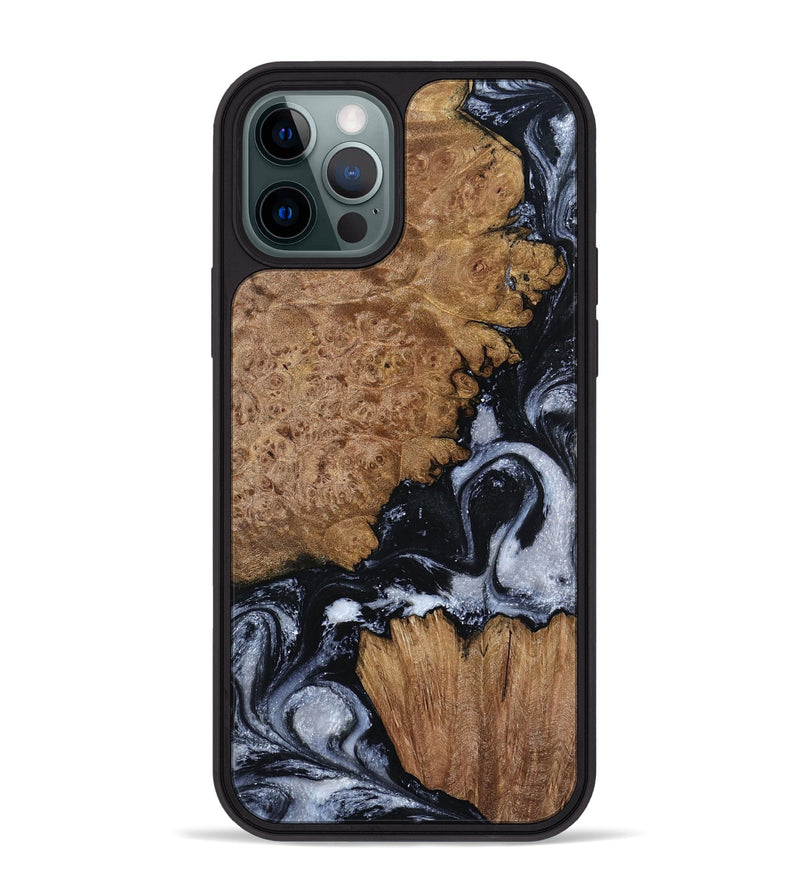 iPhone 12 Pro Max Wood Phone Case - Tonja (Black & White, 800086)