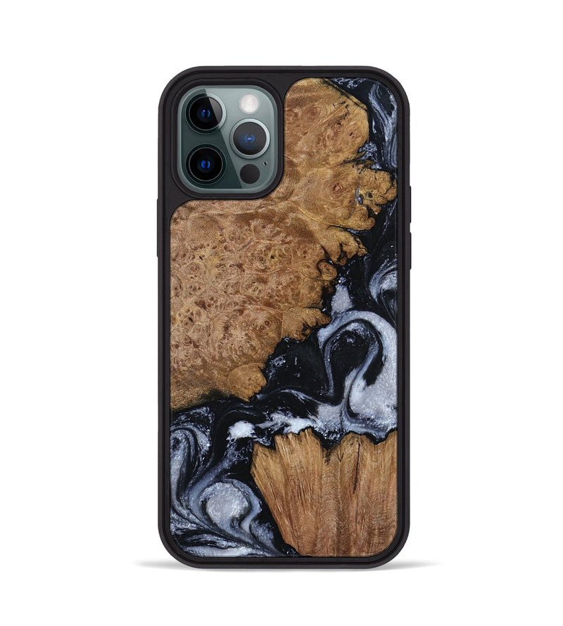iPhone 12 Pro Wood Phone Case - Tonja (Black & White, 800086)