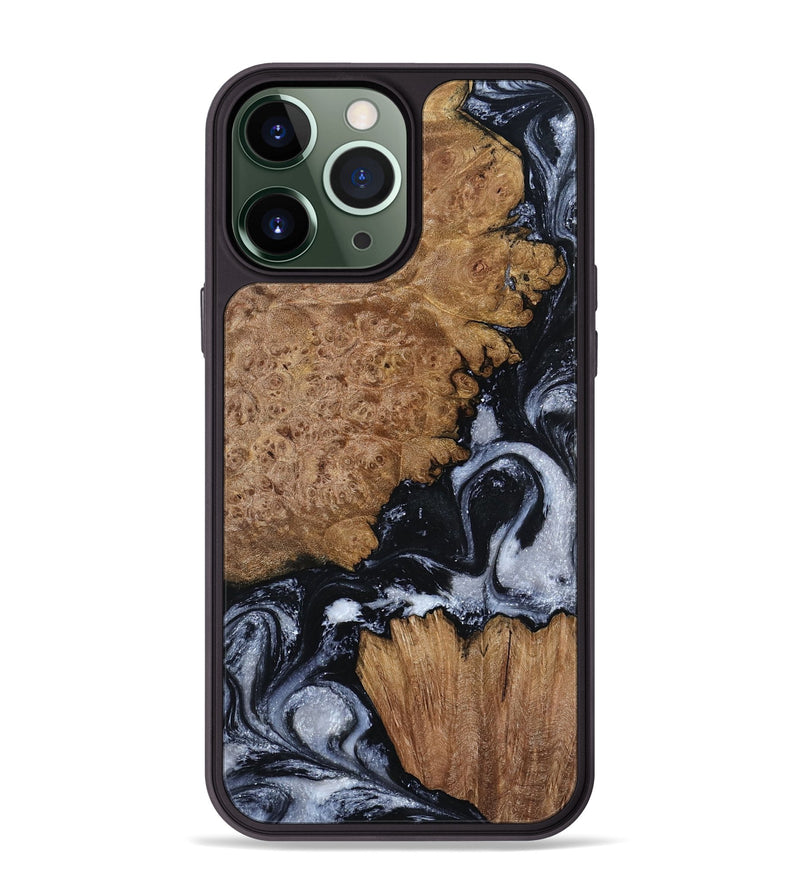 iPhone 13 Pro Max Wood Phone Case - Tonja (Black & White, 800086)