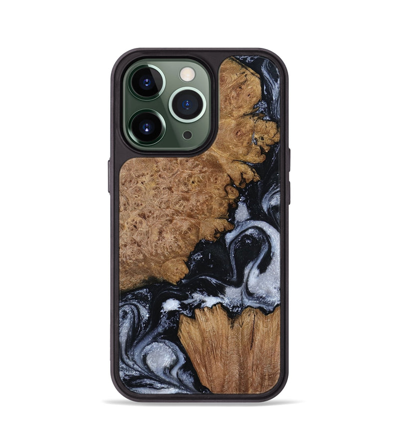 iPhone 13 Pro Wood Phone Case - Tonja (Black & White, 800086)