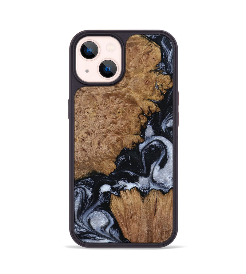 iPhone 14 Wood Phone Case - Tonja (Black & White, 800086)
