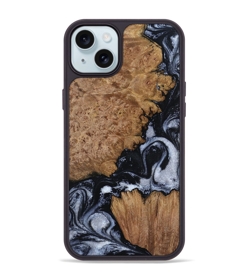 iPhone 15 Plus Wood Phone Case - Tonja (Black & White, 800086)