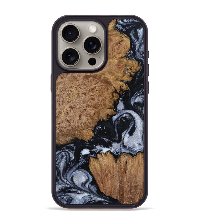 iPhone 15 Pro Max Wood Phone Case - Tonja (Black & White, 800086)