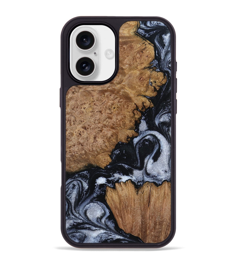 iPhone 16 Plus Wood Phone Case - Tonja (Black & White, 800086)
