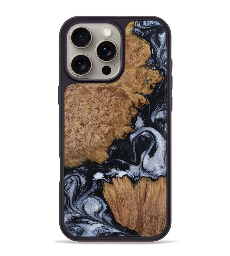 iPhone 16 Pro Max Wood Phone Case - Tonja (Black & White, 800086)