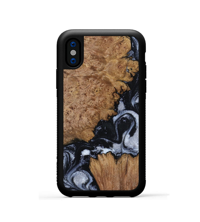 iPhone Xs Wood Phone Case - Tonja (Black & White, 800086)