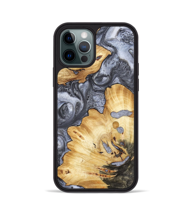 iPhone 12 Pro Wood Phone Case - Kellan (Black & White, 800087)