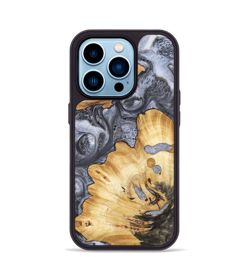 iPhone 14 Pro Wood Phone Case - Kellan (Black & White, 800087)