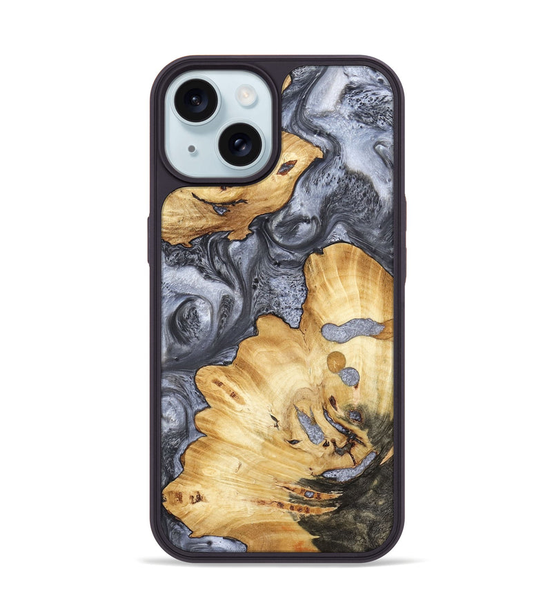 iPhone 15 Wood Phone Case - Kellan (Black & White, 800087)