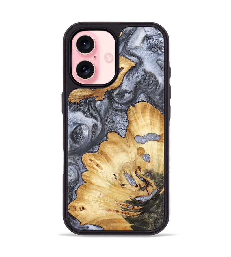 iPhone 16 Wood Phone Case - Kellan (Black & White, 800087)