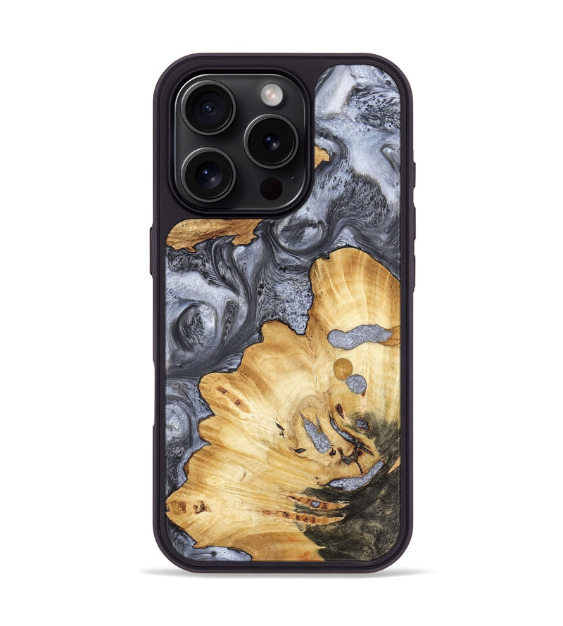 iPhone 16 Pro Wood Phone Case - Kellan (Black & White, 800087)