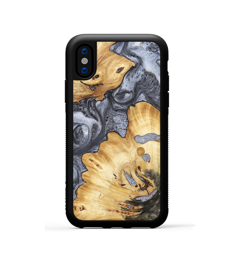 iPhone Xs Wood Phone Case - Kellan (Black & White, 800087)