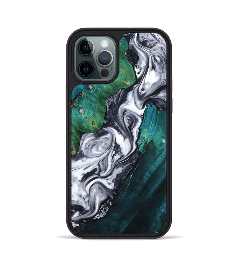 iPhone 12 Pro Wood Phone Case - Jill (Black & White, 800088)
