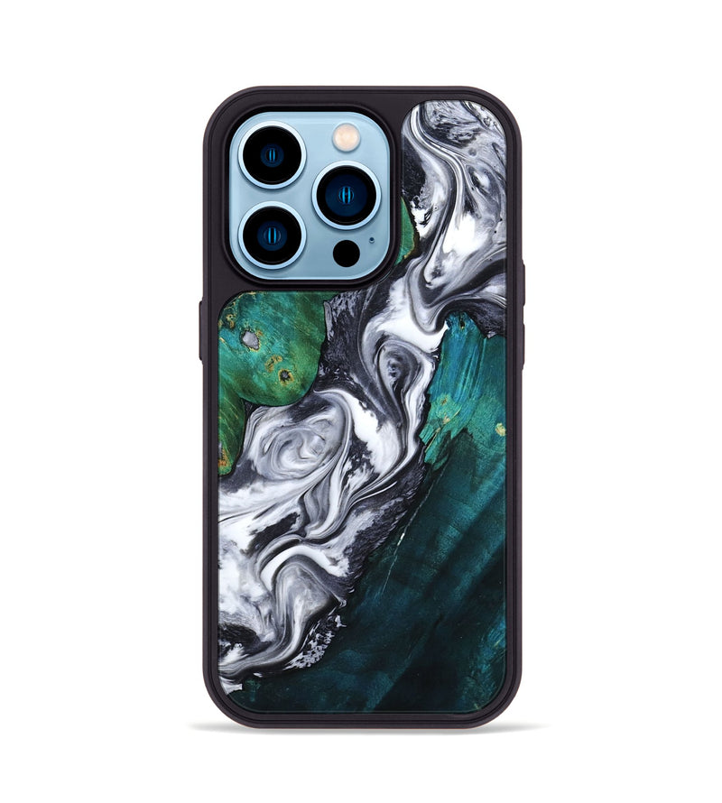 iPhone 14 Pro Wood Phone Case - Jill (Black & White, 800088)