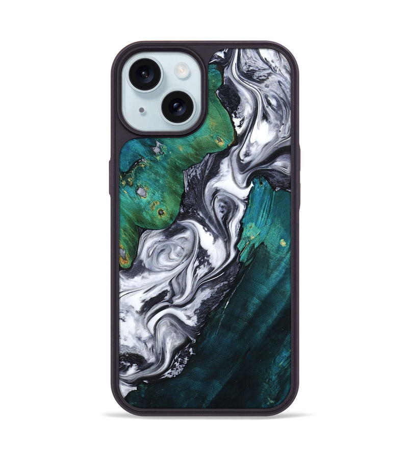 iPhone 15 Wood Phone Case - Jill (Black & White, 800088)