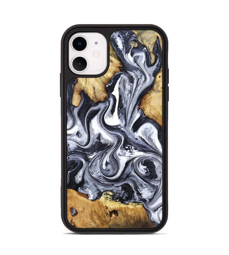 iPhone 11 Wood Phone Case - Loula (Black & White, 800089)