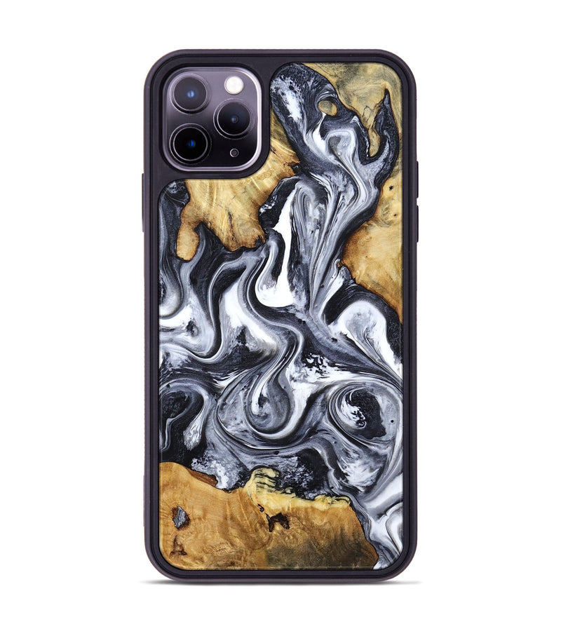 iPhone 11 Pro Max Wood Phone Case - Loula (Black & White, 800089)