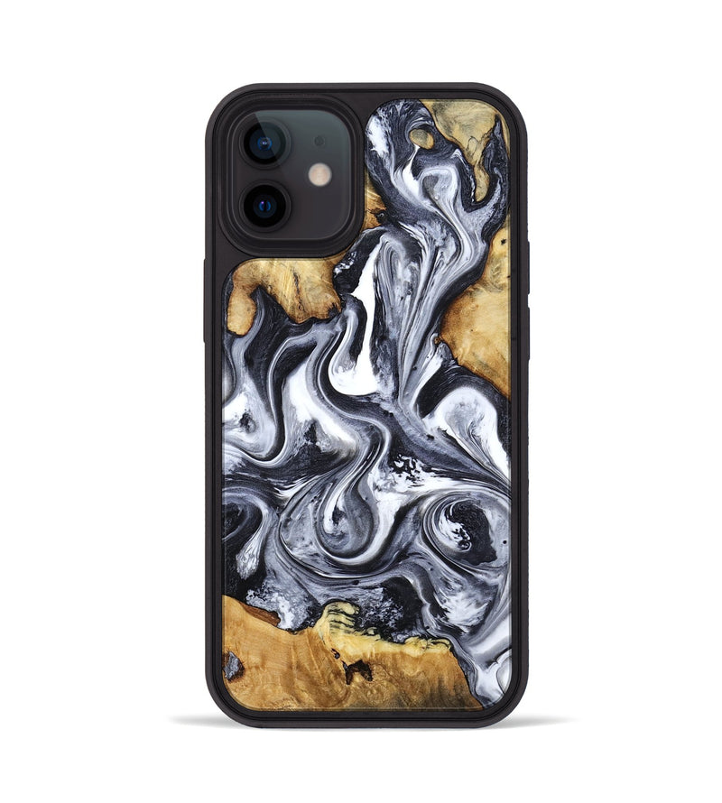 iPhone 12 Wood Phone Case - Loula (Black & White, 800089)