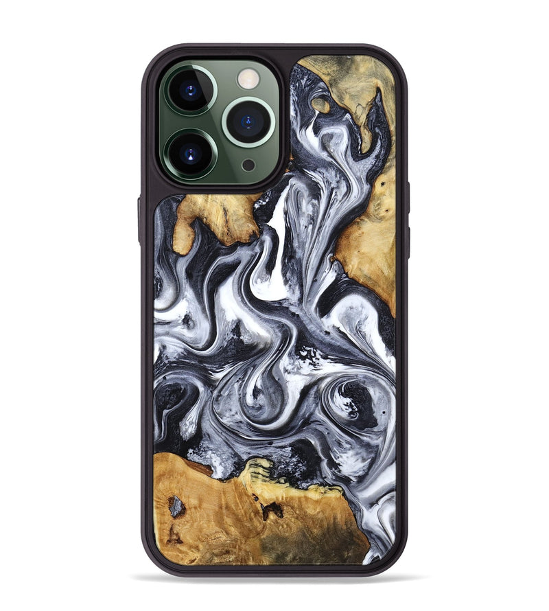 iPhone 13 Pro Max Wood Phone Case - Loula (Black & White, 800089)