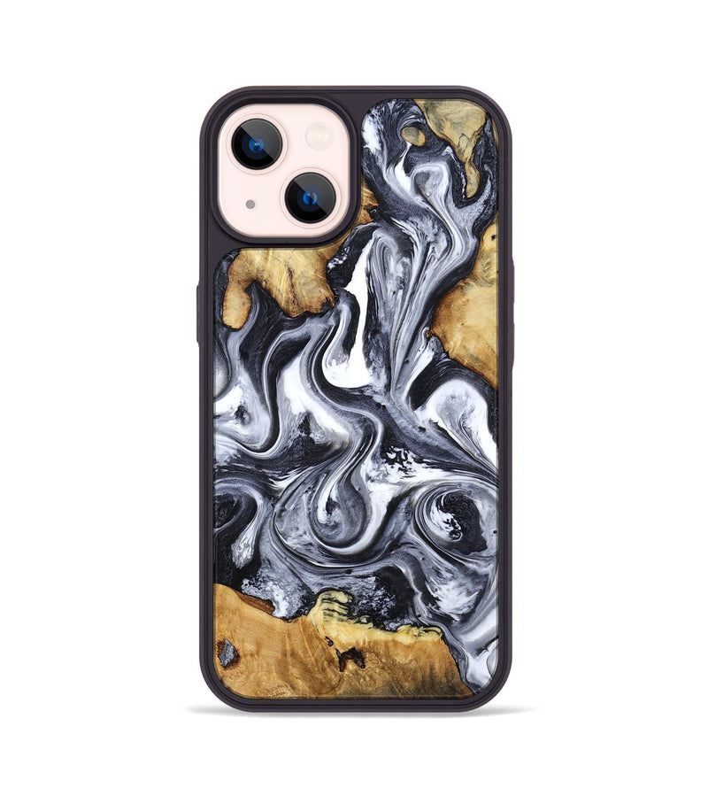 iPhone 14 Wood Phone Case - Loula (Black & White, 800089)