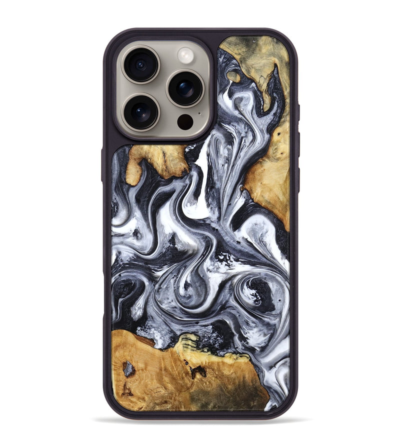 iPhone 16 Pro Max Wood Phone Case - Loula (Black & White, 800089)