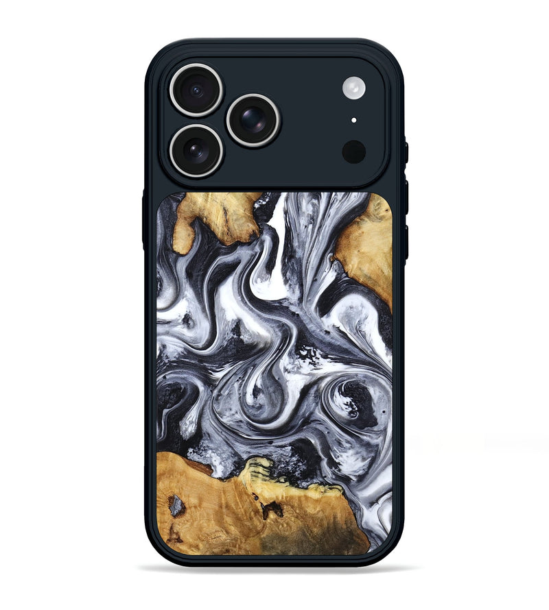 iPhone 17 Pro Max Wood Phone Case - Loula (Black & White, 800089)