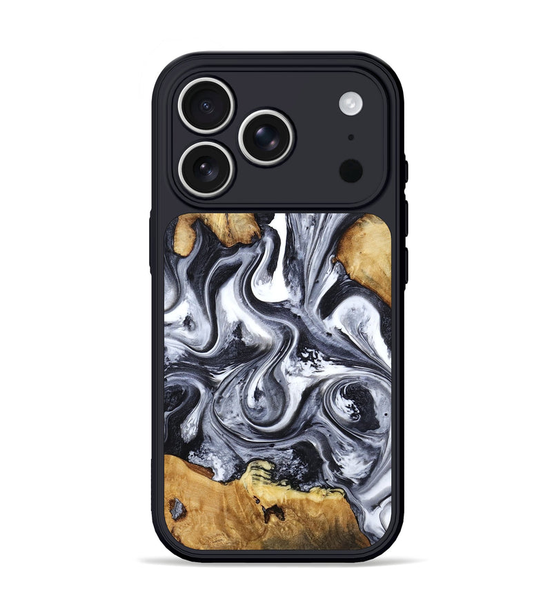 iPhone 17 Pro Wood Phone Case - Loula (Black & White, 800089)