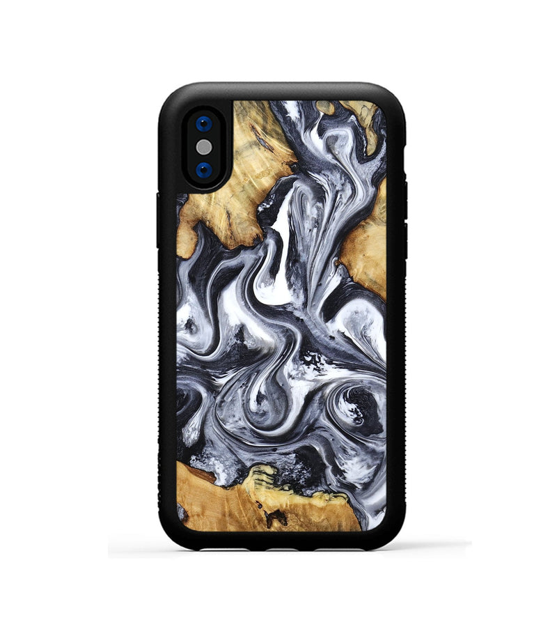 iPhone Xs Wood Phone Case - Loula (Black & White, 800089)
