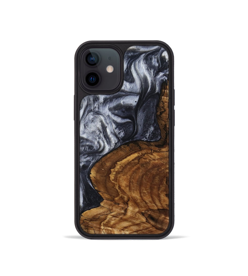 iPhone 12 mini Wood Phone Case - Jeana (Black & White, 800090)