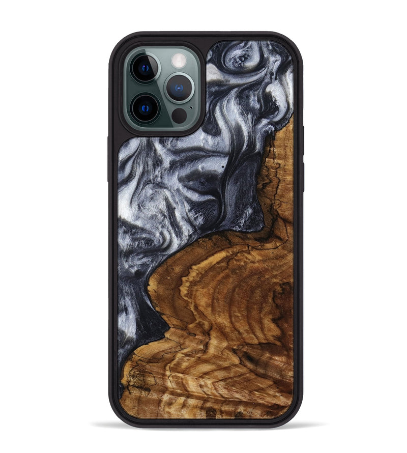 iPhone 12 Pro Max Wood Phone Case - Jeana (Black & White, 800090)