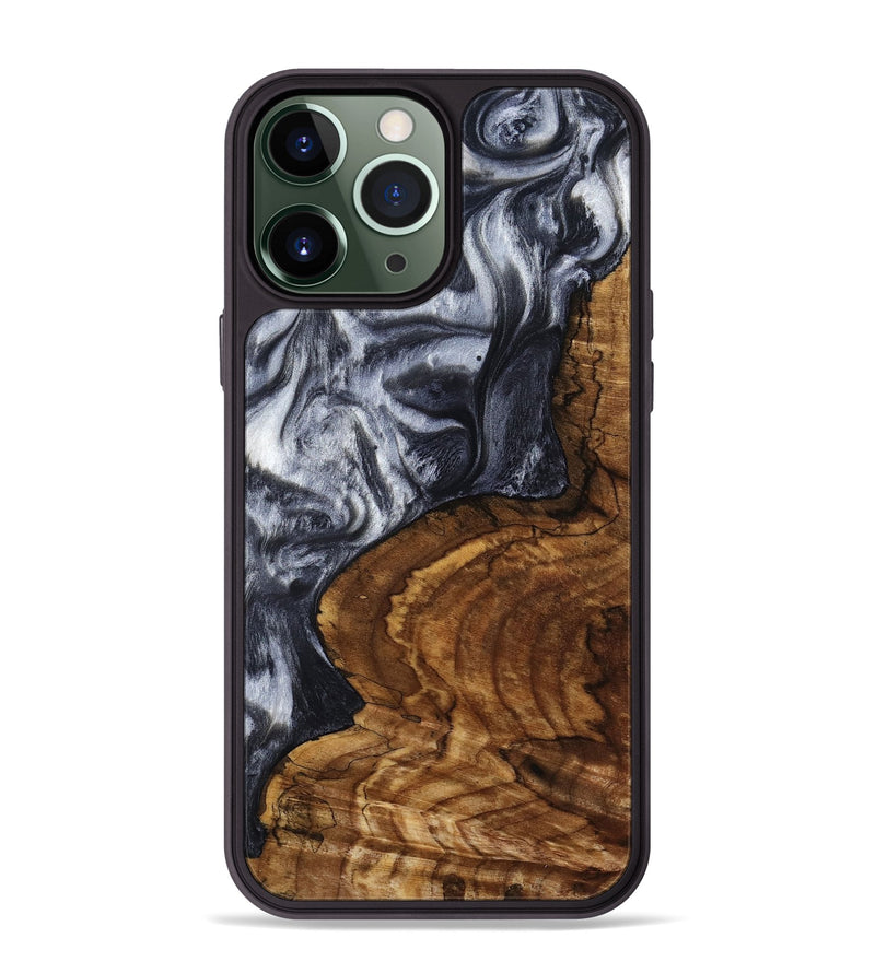 iPhone 13 Pro Max Wood Phone Case - Jeana (Black & White, 800090)
