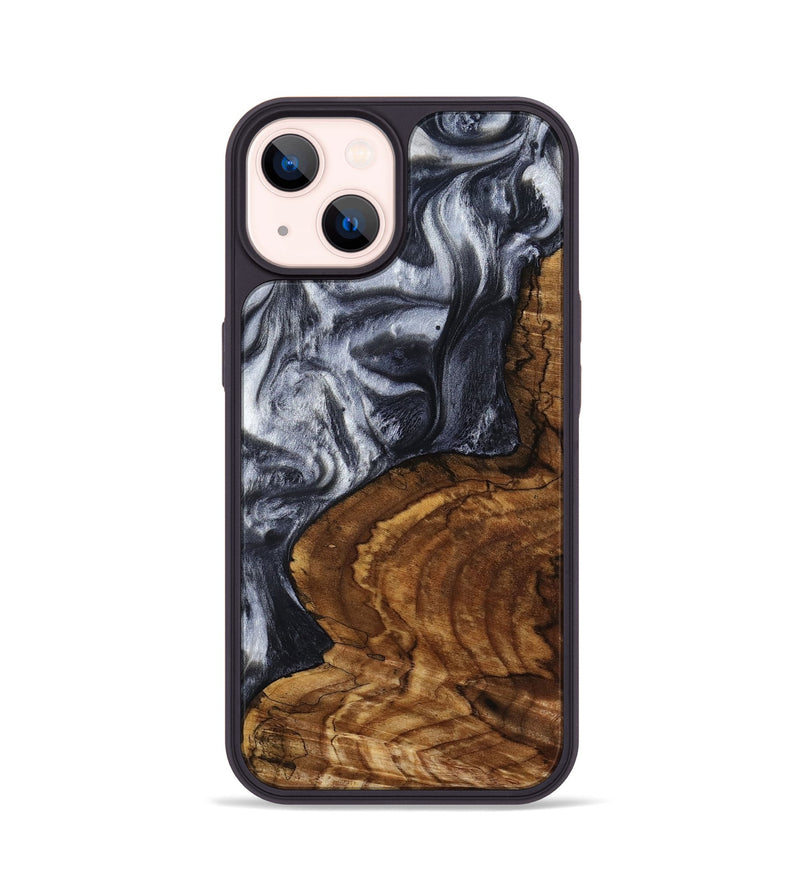 iPhone 14 Wood Phone Case - Jeana (Black & White, 800090)