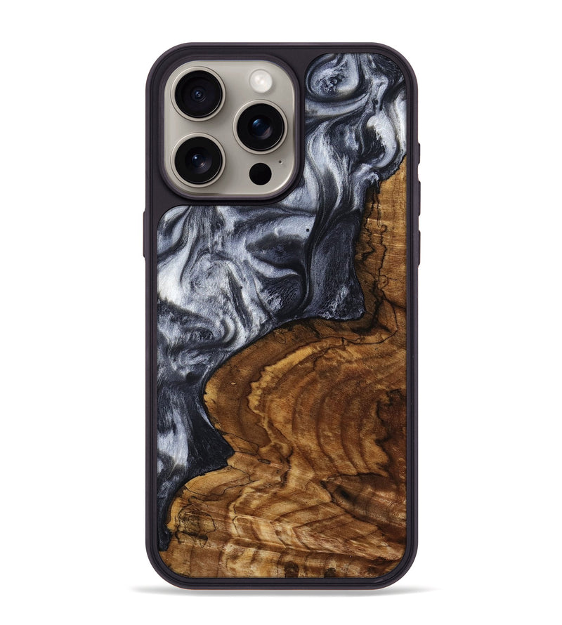 iPhone 15 Pro Max Wood Phone Case - Jeana (Black & White, 800090)