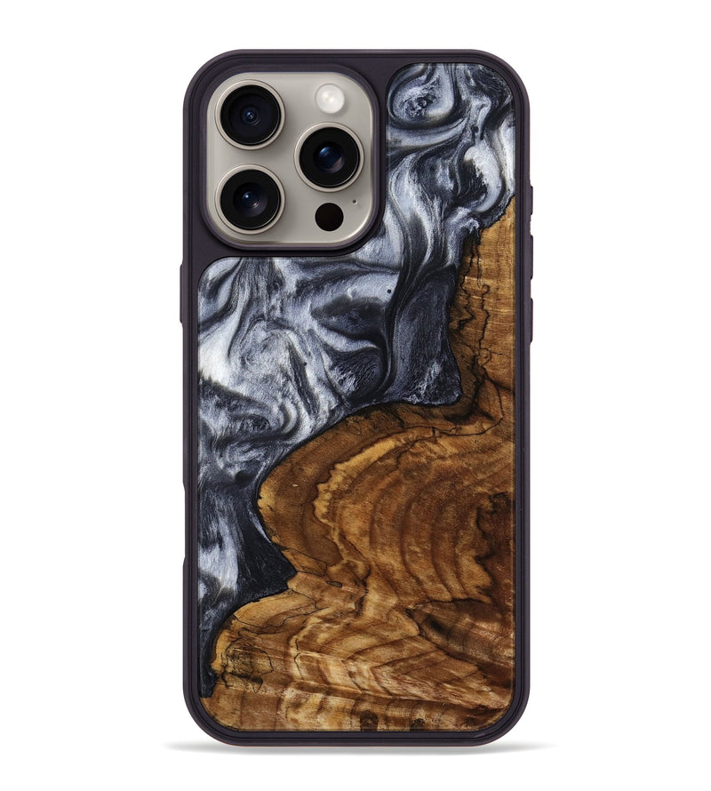 iPhone 16 Pro Max Wood Phone Case - Jeana (Black & White, 800090)