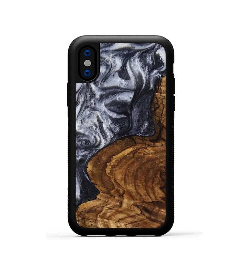 iPhone Xs Wood Phone Case - Jeana (Black & White, 800090)
