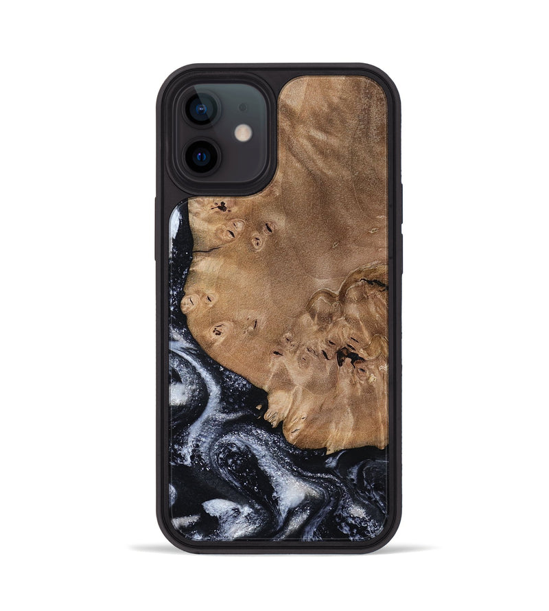 iPhone 12 Wood Phone Case - Mila (Black & White, 800091)
