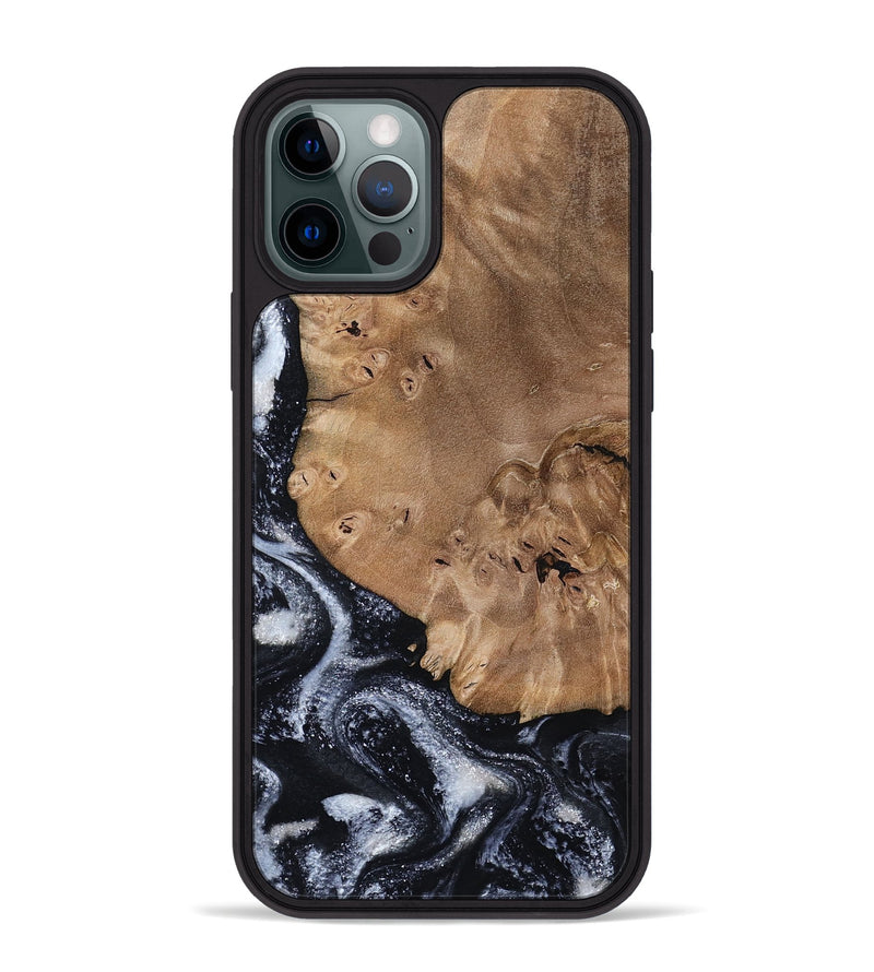 iPhone 12 Pro Max Wood Phone Case - Mila (Black & White, 800091)