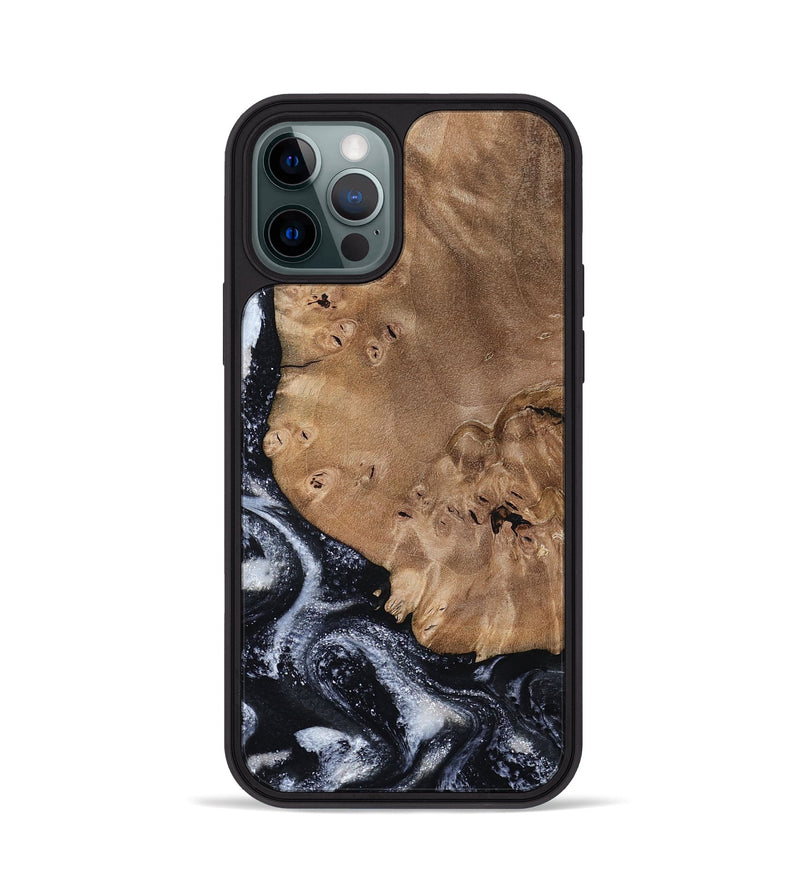 iPhone 12 Pro Wood Phone Case - Mila (Black & White, 800091)