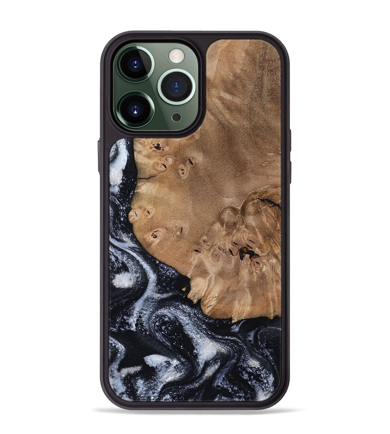 iPhone 13 Pro Max Wood Phone Case - Mila (Black & White, 800091)