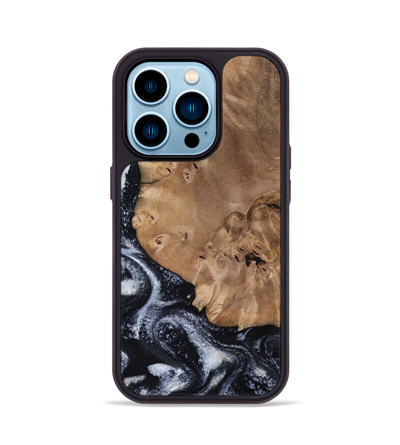 iPhone 14 Pro Wood Phone Case - Mila (Black & White, 800091)