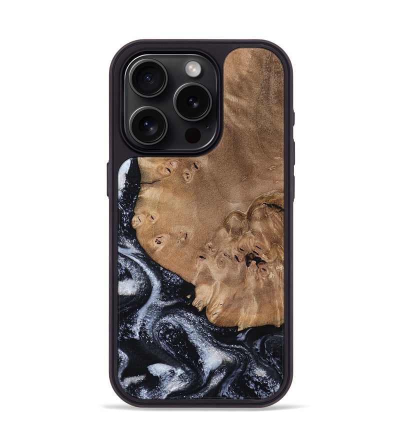 iPhone 15 Pro Wood Phone Case - Mila (Black & White, 800091)