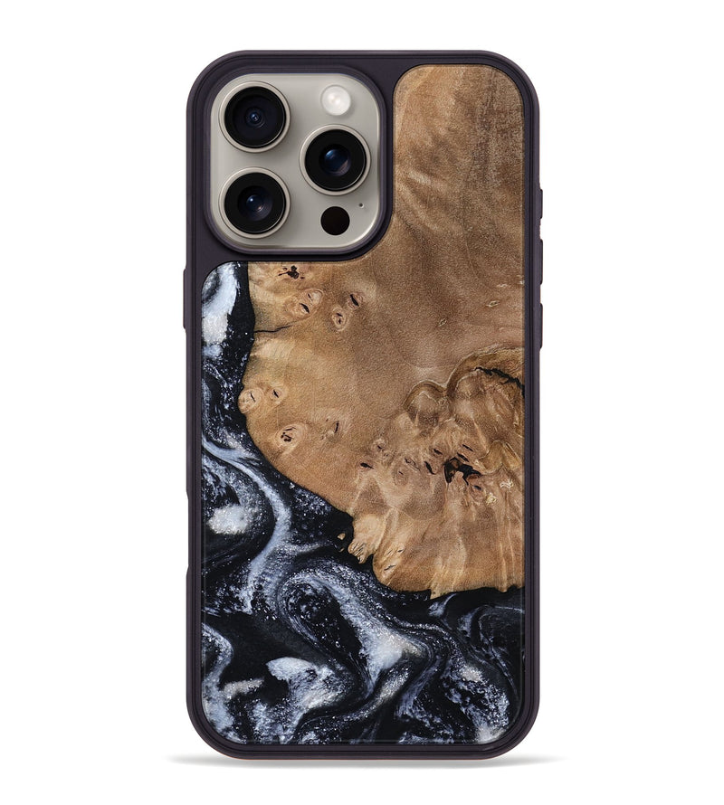 iPhone 16 Pro Max Wood Phone Case - Mila (Black & White, 800091)