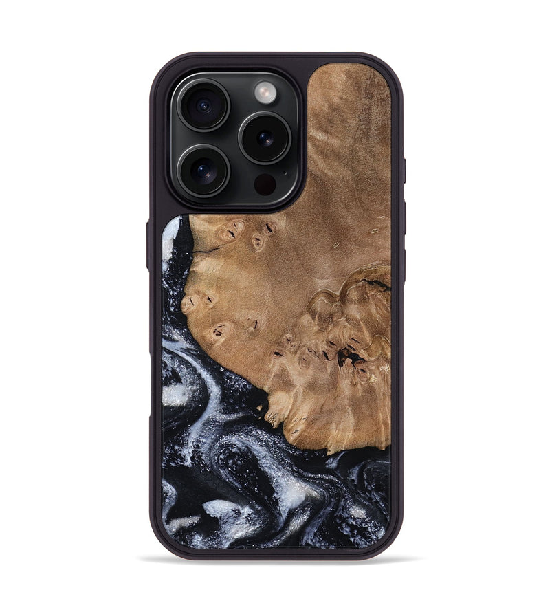iPhone 16 Pro Wood Phone Case - Mila (Black & White, 800091)